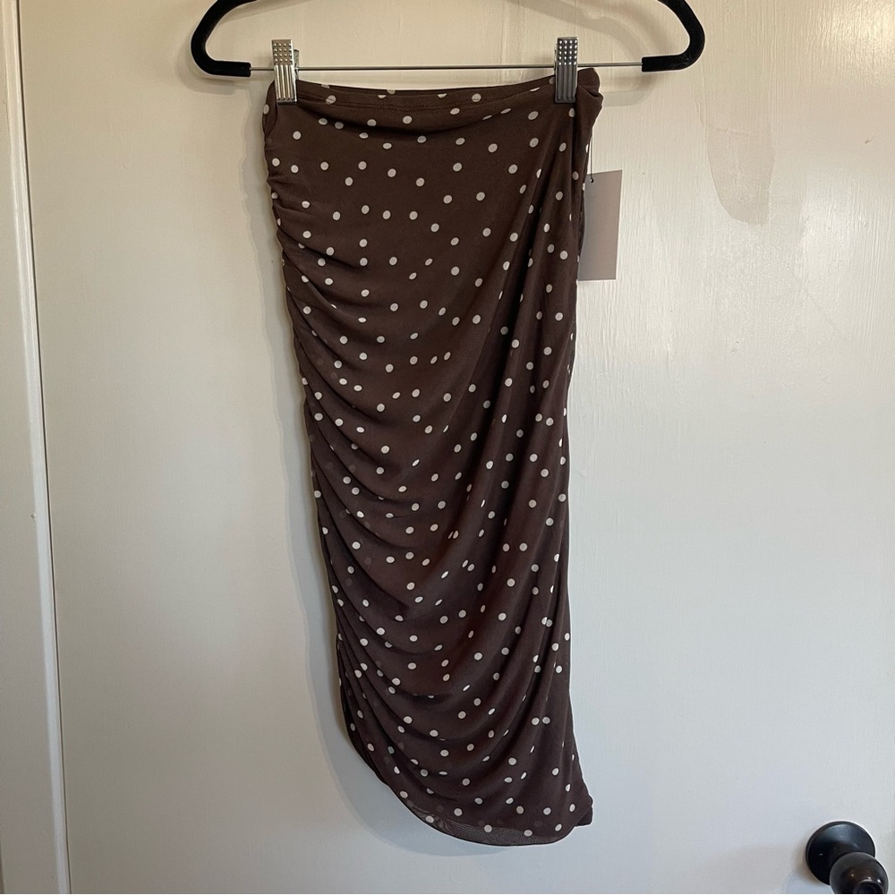 Elegant Brown Polka Dot Pencil Skirt